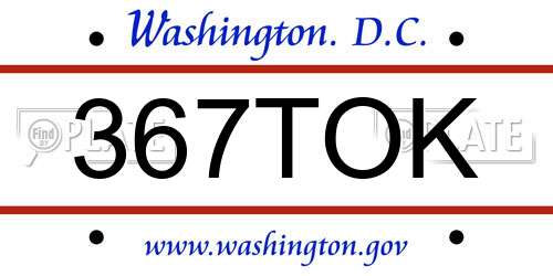 367TOK District Of Columbia License Plate