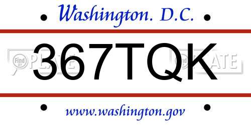 367TQK District Of Columbia License Plate