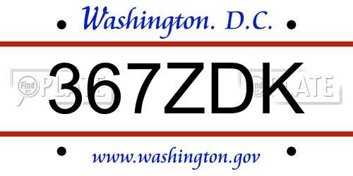 367ZDK District Of Columbia License Plate