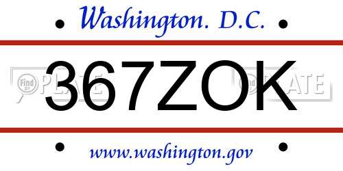 367ZOK District Of Columbia License Plate