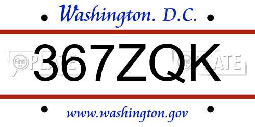 367ZQK District Of Columbia License Plate