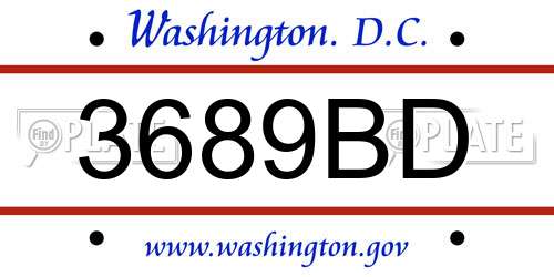 3689BD District Of Columbia License Plate