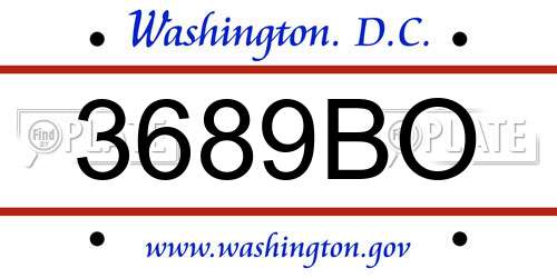 3689BO District Of Columbia License Plate