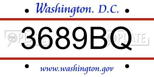 3689BQ District Of Columbia License Plate