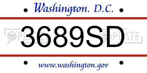 3689SD District Of Columbia License Plate