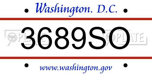 3689SO District Of Columbia License Plate