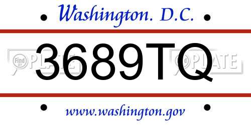 3689TQ District Of Columbia License Plate