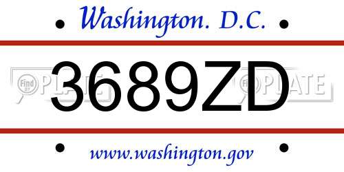 3689ZD District Of Columbia License Plate