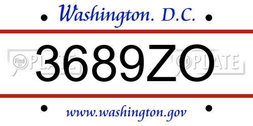 3689ZO District Of Columbia License Plate