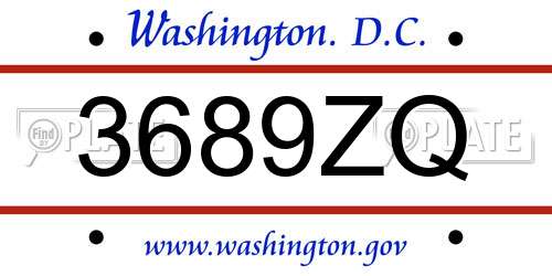 3689ZQ District Of Columbia License Plate