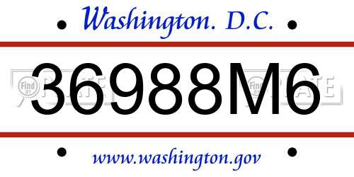 36988M6 District Of Columbia License Plate