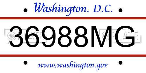 36988MG District Of Columbia License Plate