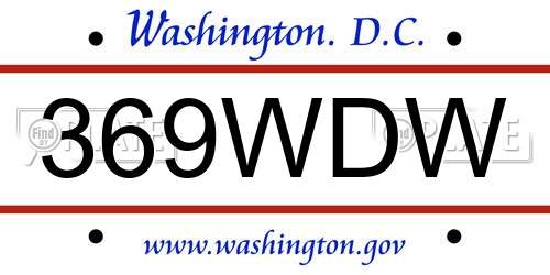 369WDW District Of Columbia License Plate