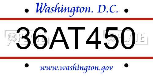 36AT450 District Of Columbia License Plate