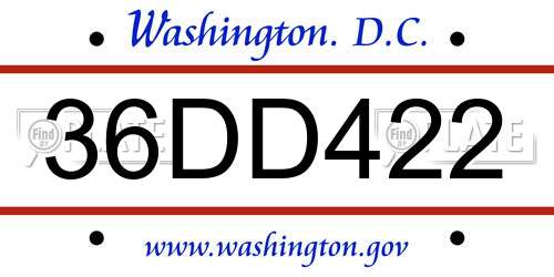 36DD422 District Of Columbia License Plate