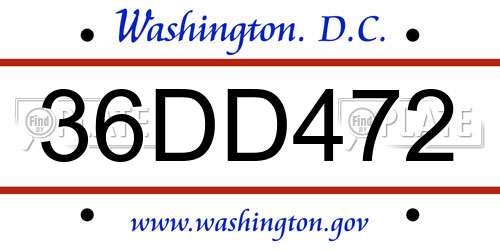 36DD472 District Of Columbia License Plate