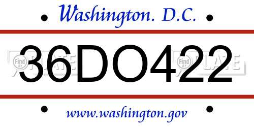 36DO422 District Of Columbia License Plate