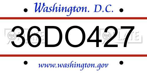 36DO427 District Of Columbia License Plate