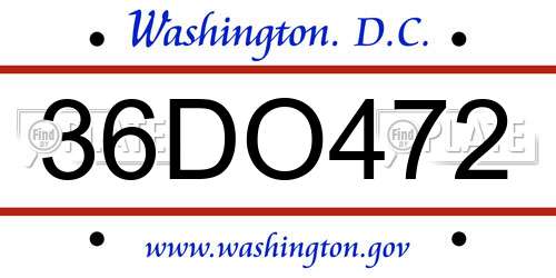 36DO472 District Of Columbia License Plate