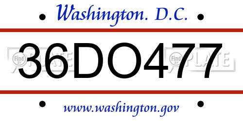 36DO477 District Of Columbia License Plate
