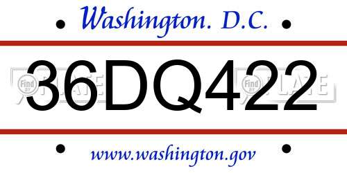 36DQ422 District Of Columbia License Plate