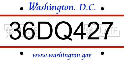 36DQ427 District Of Columbia License Plate