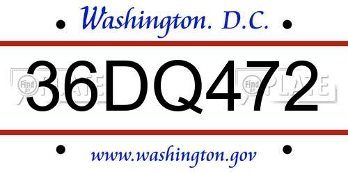 36DQ472 District Of Columbia License Plate