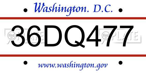 36DQ477 District Of Columbia License Plate