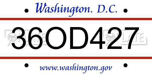 36OD427 District Of Columbia License Plate