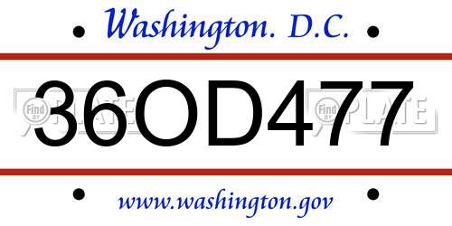 36OD477 District Of Columbia License Plate