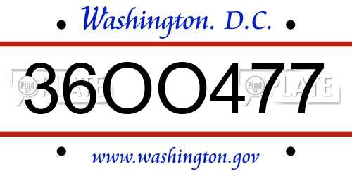 36OO477 District Of Columbia License Plate