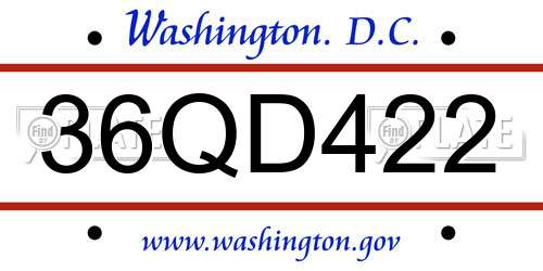 36QD422 District Of Columbia License Plate
