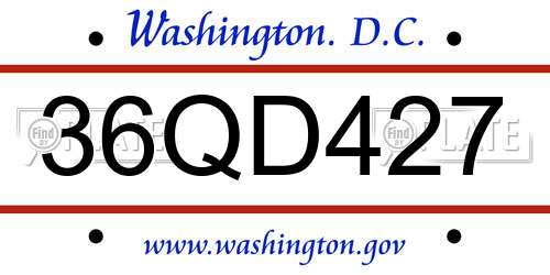 36QD427 District Of Columbia License Plate