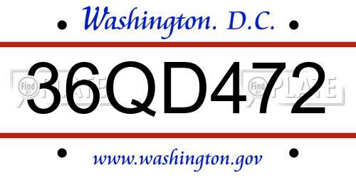 36QD472 District Of Columbia License Plate