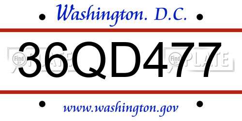 36QD477 District Of Columbia License Plate