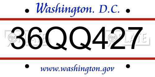 36QQ427 District Of Columbia License Plate