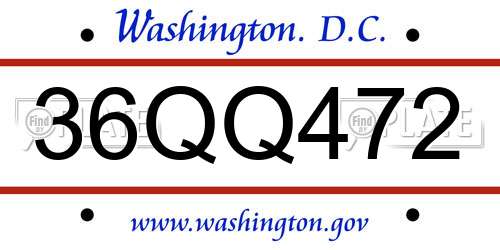 36QQ472 District Of Columbia License Plate