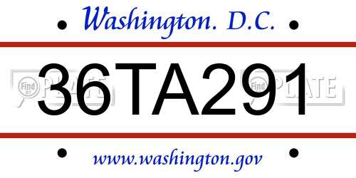 36TA291 District Of Columbia License Plate