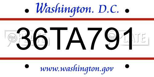 36TA791 District Of Columbia License Plate