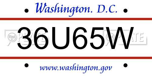36U65W District Of Columbia License Plate
