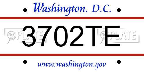 3702TE District Of Columbia License Plate