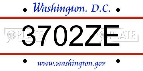 3702ZE District Of Columbia License Plate