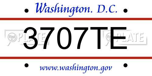 3707TE District Of Columbia License Plate
