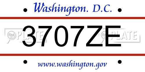 3707ZE District Of Columbia License Plate