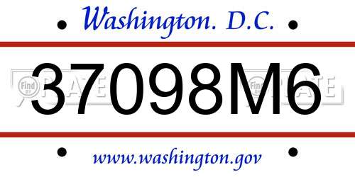 37098M6 District Of Columbia License Plate