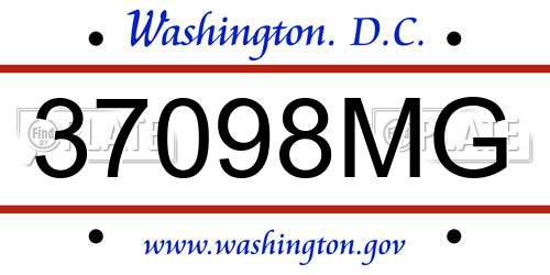 37098MG District Of Columbia License Plate