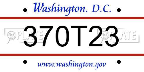 370T23 District Of Columbia License Plate