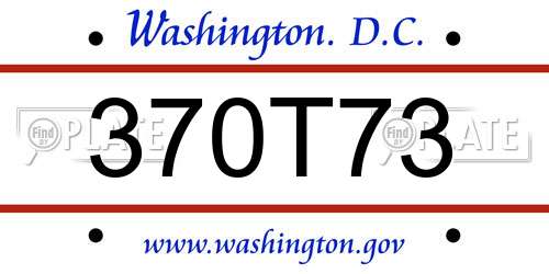 370T73 District Of Columbia License Plate