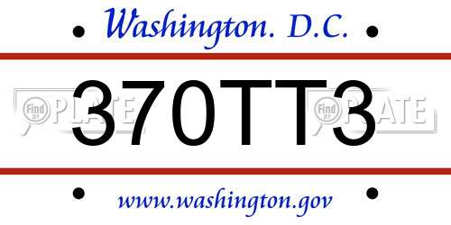 370TT3 District Of Columbia License Plate