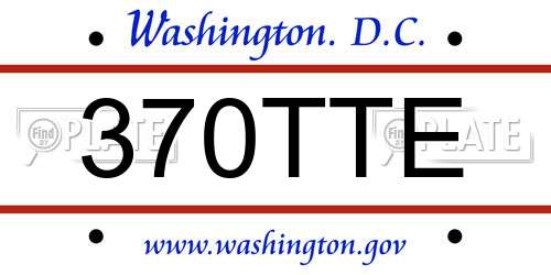370TTE District Of Columbia License Plate